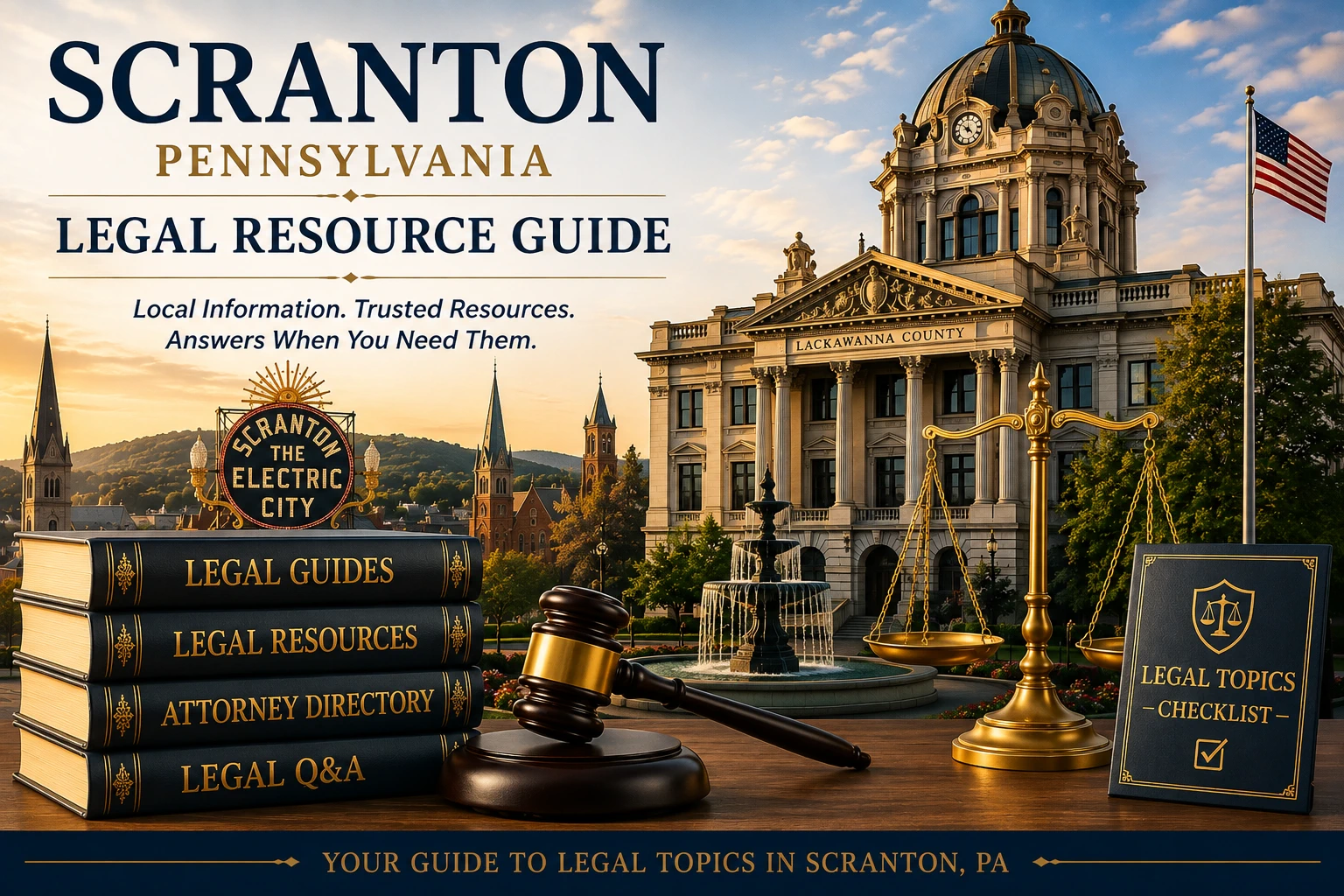 Scranton Pennsylvania legal resource guide featuring the Lackawanna County Courthouse